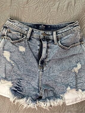 Hollister Frayed Light Blue Distressed Denim Cutoff Shorts